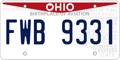 OH license plate FWB9331