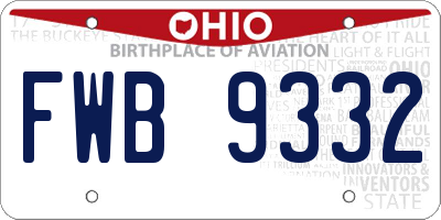 OH license plate FWB9332