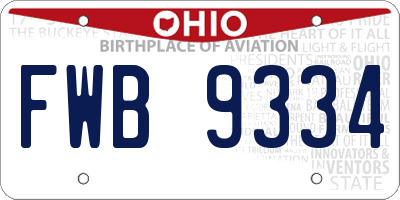 OH license plate FWB9334