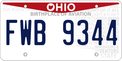 OH license plate FWB9344