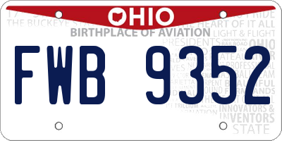 OH license plate FWB9352