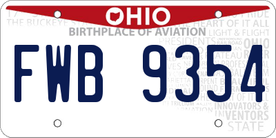 OH license plate FWB9354
