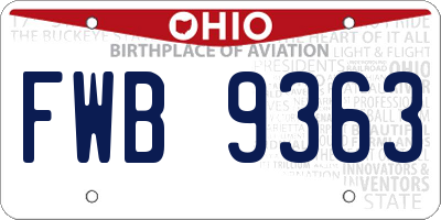 OH license plate FWB9363
