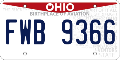 OH license plate FWB9366