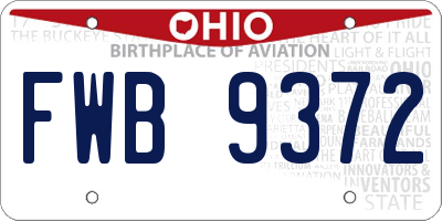 OH license plate FWB9372