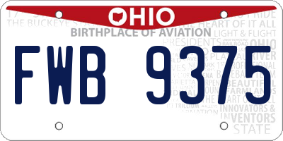OH license plate FWB9375