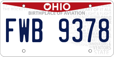 OH license plate FWB9378
