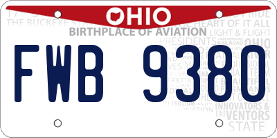 OH license plate FWB9380
