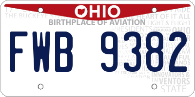 OH license plate FWB9382