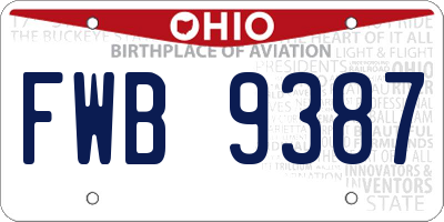 OH license plate FWB9387