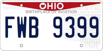OH license plate FWB9399