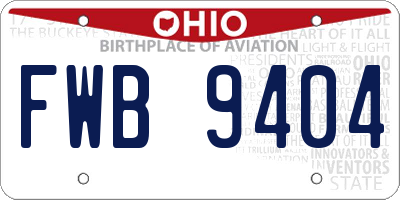 OH license plate FWB9404