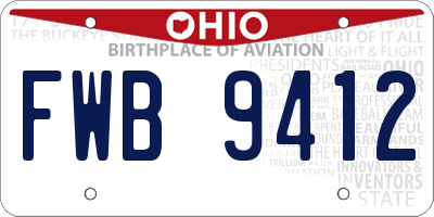 OH license plate FWB9412