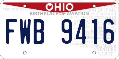 OH license plate FWB9416