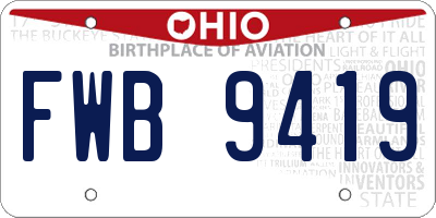 OH license plate FWB9419