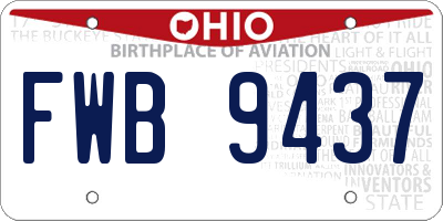 OH license plate FWB9437
