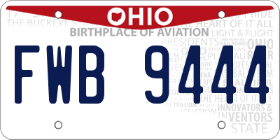 OH license plate FWB9444