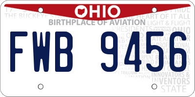 OH license plate FWB9456