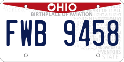 OH license plate FWB9458