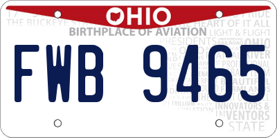 OH license plate FWB9465