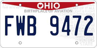 OH license plate FWB9472