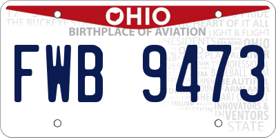 OH license plate FWB9473