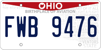 OH license plate FWB9476