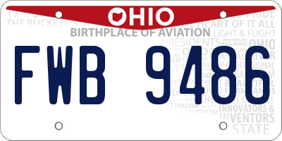 OH license plate FWB9486
