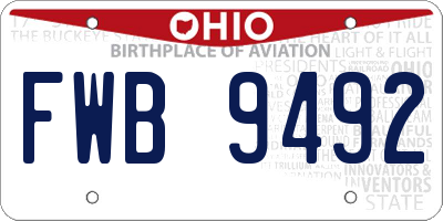 OH license plate FWB9492