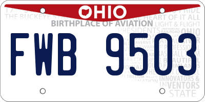 OH license plate FWB9503