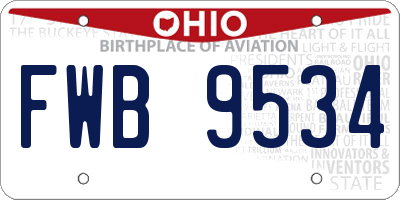 OH license plate FWB9534