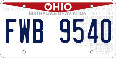 OH license plate FWB9540