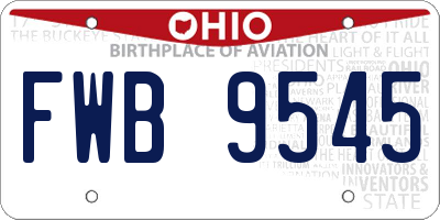 OH license plate FWB9545