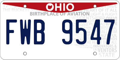 OH license plate FWB9547