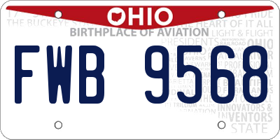 OH license plate FWB9568