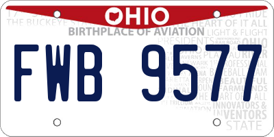 OH license plate FWB9577