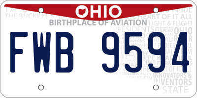 OH license plate FWB9594