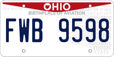 OH license plate FWB9598
