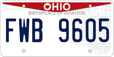 OH license plate FWB9605