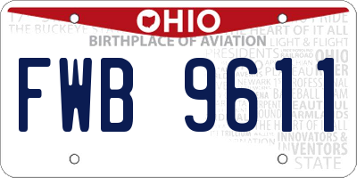 OH license plate FWB9611