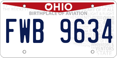 OH license plate FWB9634