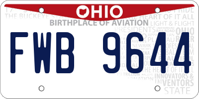 OH license plate FWB9644