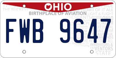 OH license plate FWB9647