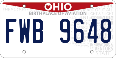 OH license plate FWB9648