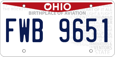 OH license plate FWB9651