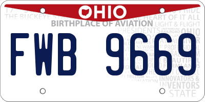 OH license plate FWB9669