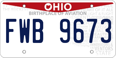 OH license plate FWB9673
