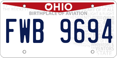 OH license plate FWB9694