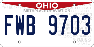 OH license plate FWB9703