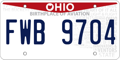 OH license plate FWB9704
